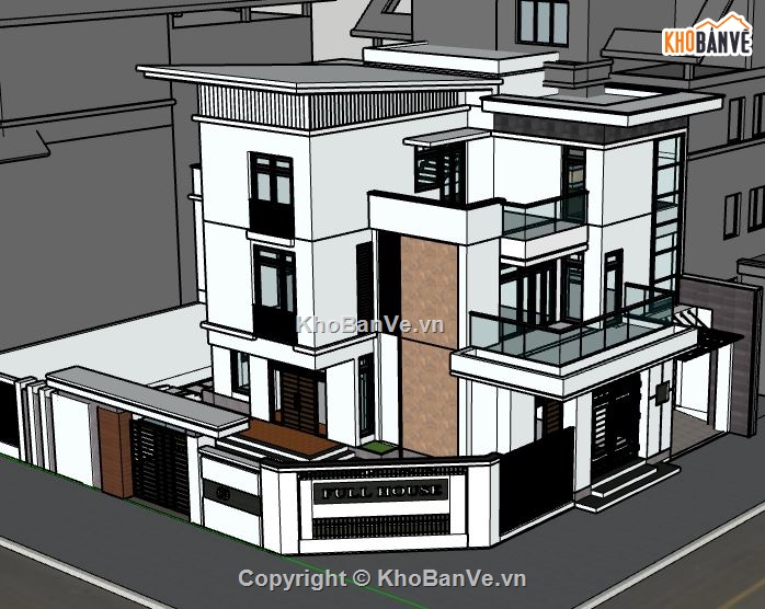 biệt thự 3 tầng file sketchup,mẫu biệt thự 3 tầng,sketchup biệt thự 3 tầng,file sketchup biệt thự 3 tầng