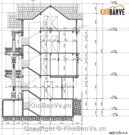 Biệt thự tân cổ điển,biệt thự 3 tầng,file cad biệt thự 3 tầng,cad biệt thự 3 tầng