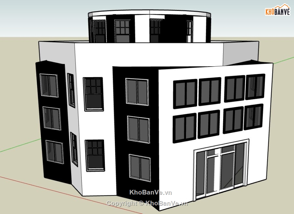 Biệt thự  4 tầng,su biệt thự,sketchup biệt thự