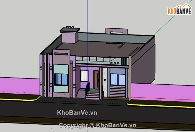 Biệt thự 1 tầng,model su biệt thự 1 tầng,file sketchup biệt thự 1 tầng