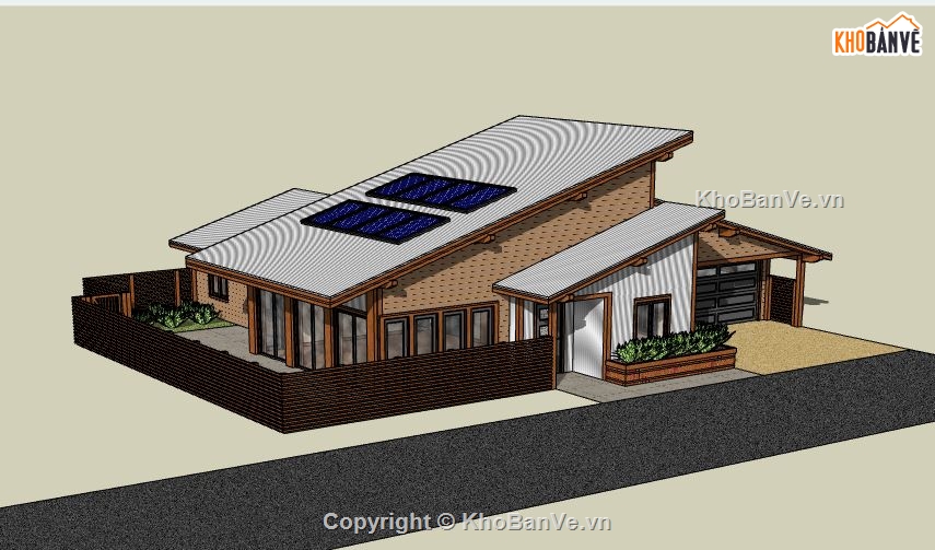 Biệt thự 1 tầng,model su biệt thự 1 tầng,biệt thự 1 tầng sketchup