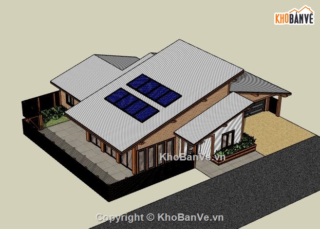 Biệt thự 1 tầng,model su biệt thự 1 tầng,biệt thự 1 tầng sketchup