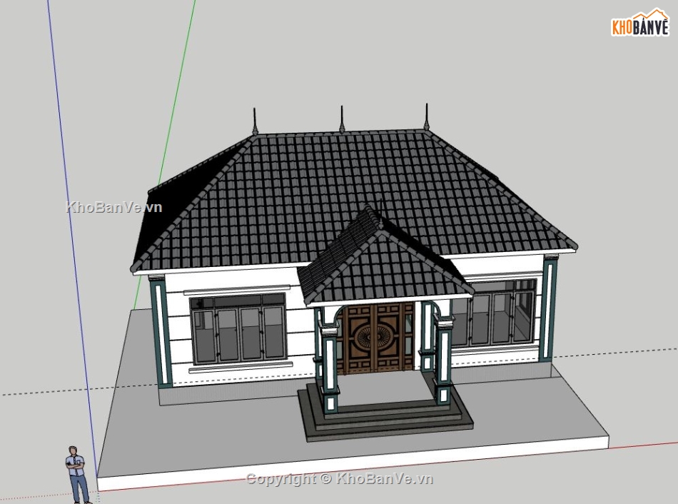 Biệt thự 1 tầng,model su biệt thự 1 tầng,biệt thự 1 tầng file su