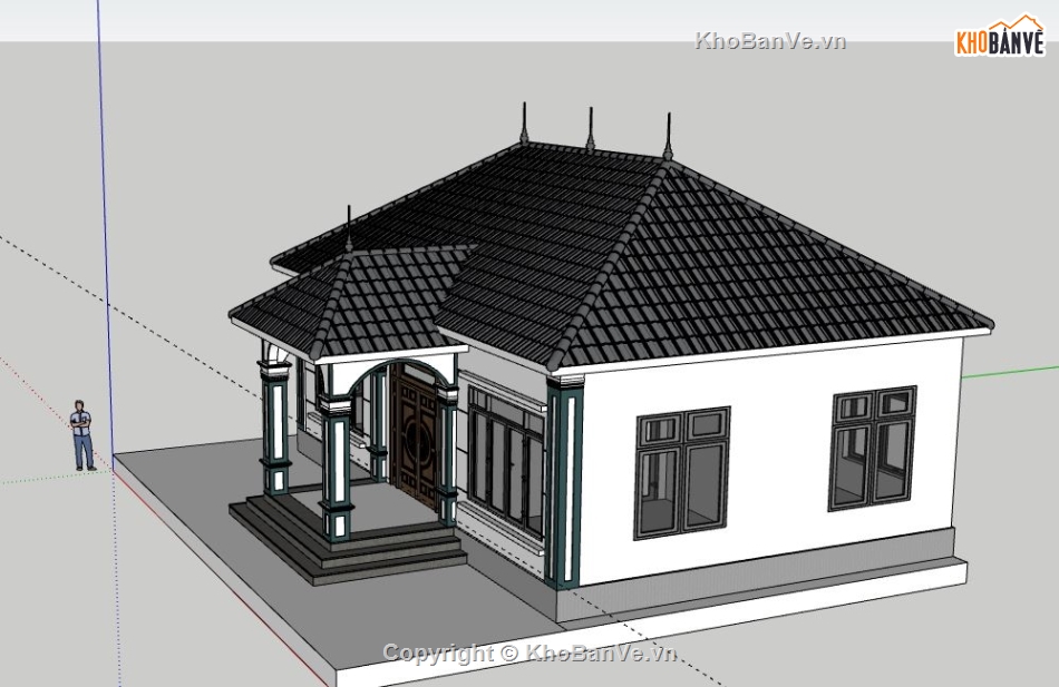 Biệt thự 1 tầng,model su biệt thự 1 tầng,biệt thự 1 tầng file su