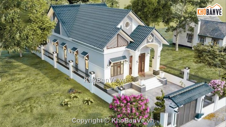 biệt thự mái thái,mái thái 1 tầng,biệt thự 1 tầng