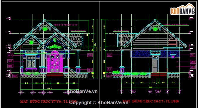1 tầng,biệt thự 1 tầng,biệt thự mái thái