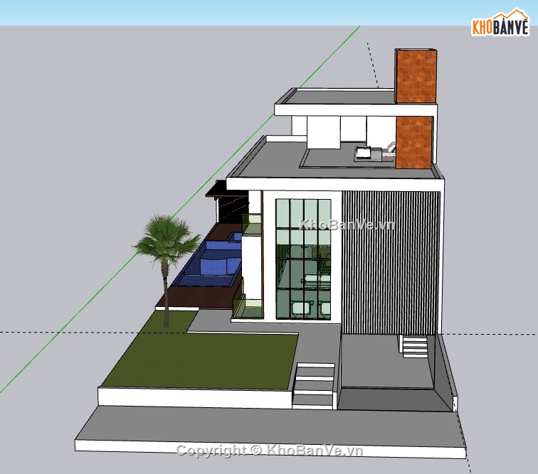 Biệt thự  2 tầng,model su biệt thự 2 tầng,biệt thự 2 tầng file sketchup,sketchup biệt thự 2 tầng