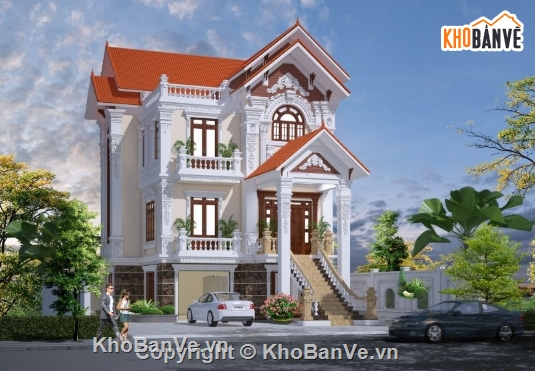 biệt thự 3 tầng,cad biệt thự 3 tầng,file cad biệt thự 3 tầng