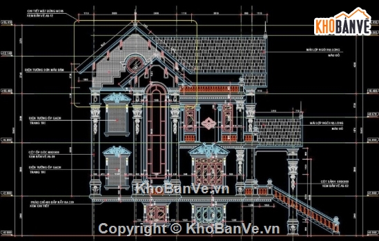 biệt thự 3 tầng,cad biệt thự 3 tầng,file cad biệt thự 3 tầng
