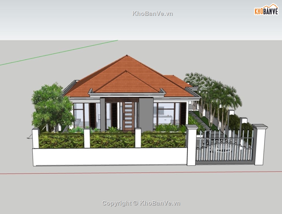 Biệt thự 1 tầng,model su biệt thự 1 tầng,biệt thự 1 tầng sketchup