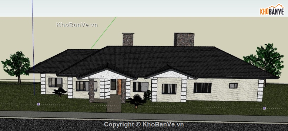 Biệt thự vườn 1 tầng,Model su biệt thự vườn,file su biệt thự vườn 1 tầng,file sketchup biệt thự vườn,biệt thự 1 tầng model su