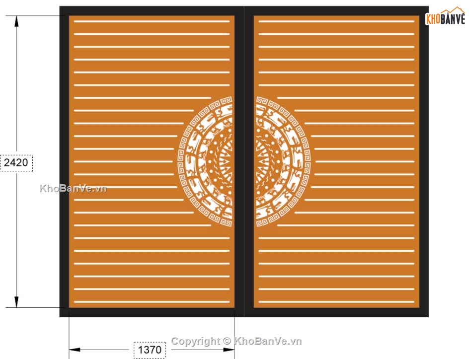 cổng đẹp trống đồng,cổng 2 cánh cnc,file cnc cổng 2 cánh