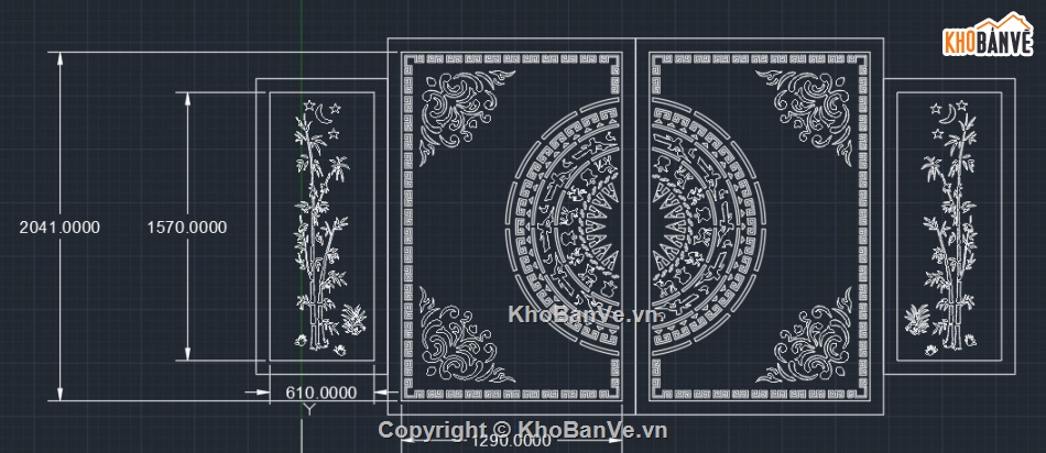 file cnc cổng 4 cánh,cắt cnc cổng 4 cánh,mẫu cnc cổng 4 cánh,autocad cổng 4 cánh