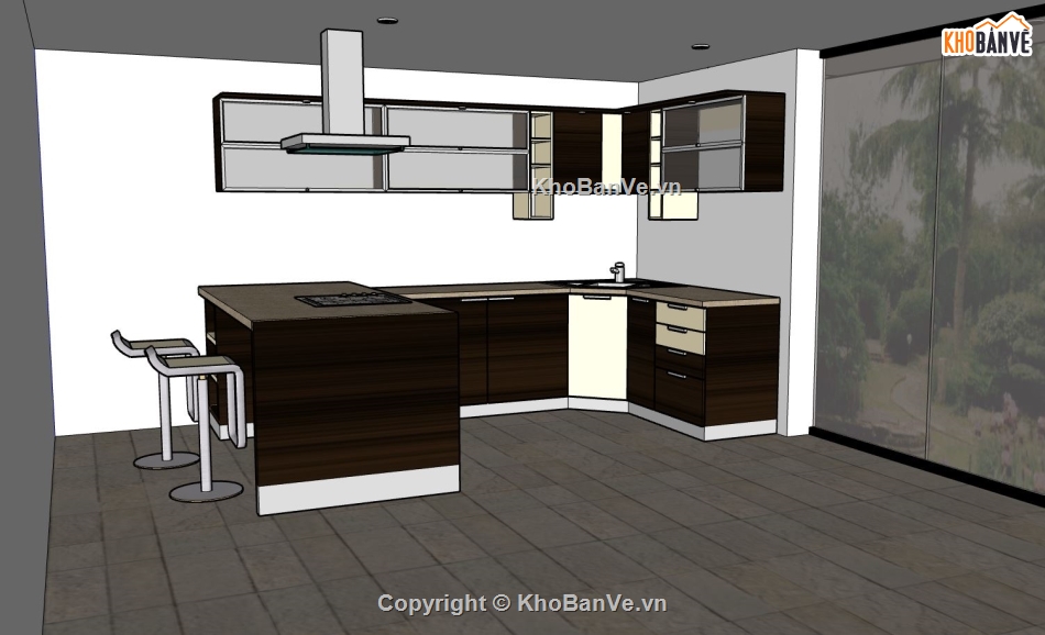 Thiết kế phòng bếp đẹp,su phòng bếp,sketchup phòng bếp