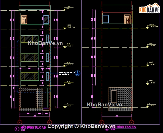 nhà 4 tầng,Bản vẽ nhà 4 tầng,Bản vẽ nhà nghỉ,nhà nghỉ 4 tầng