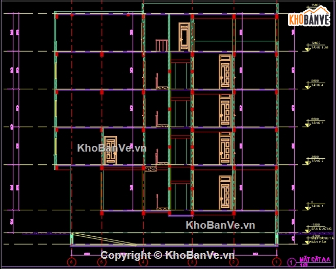 nhà 4 tầng,Bản vẽ nhà 4 tầng,Bản vẽ nhà nghỉ,nhà nghỉ 4 tầng