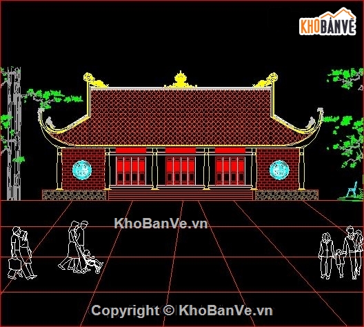 kiến trúc chùa thôn hấn,mẫu thiết kế chùa,thiết kế chùa Hấn,bản vẽ chùa Thượng Đình,bản vẽ chùa thôn hấn