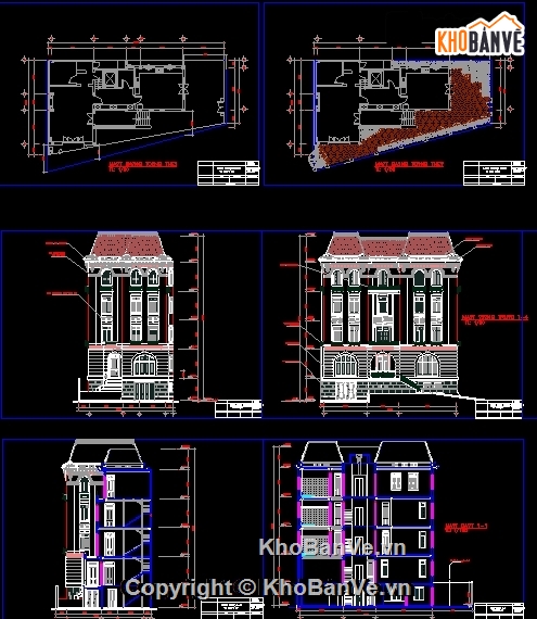 Bản vẽ kiến trúc biệt thự,đầy đủ từ kiến trúc,mẫu nhà trên đất hình thang,biệt thự 4 tầng 11.2x20.6m,bản vẽ biệt thự 4 tầng