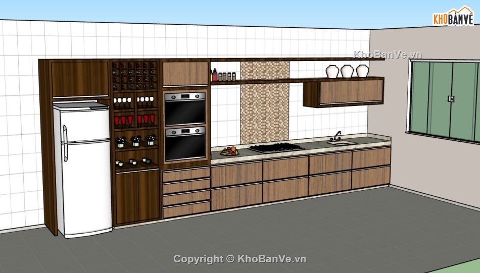 nội thất bếp,sketchup nội thất phòng bếp,model su phòng bếp
