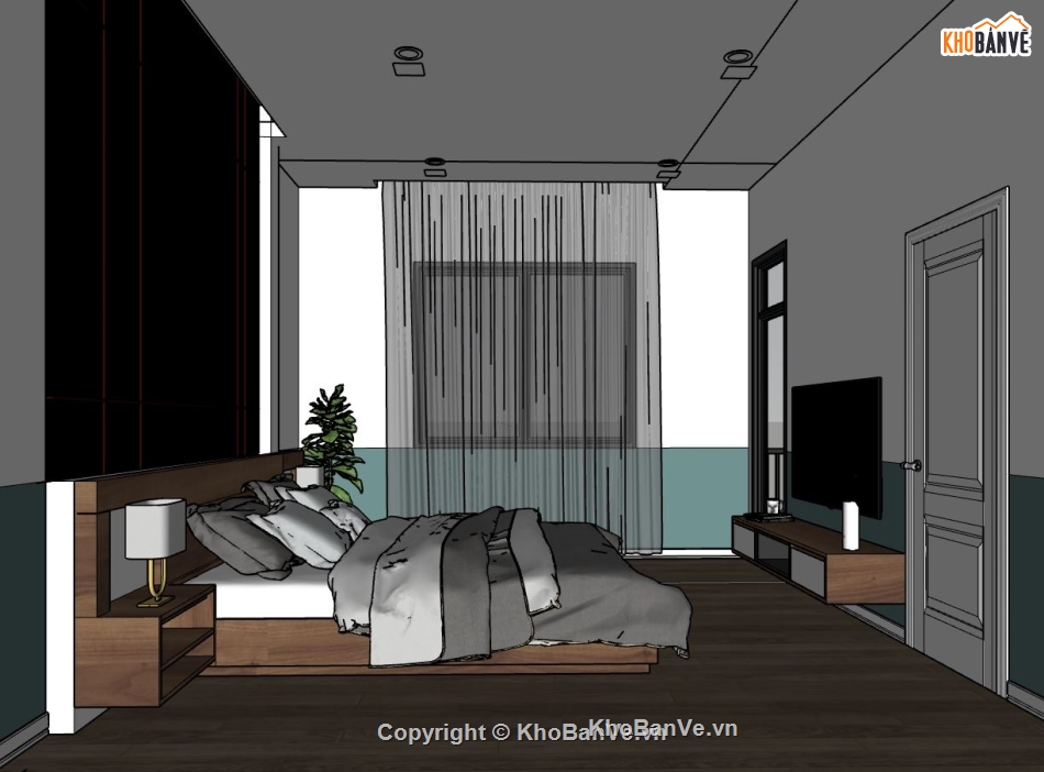 sketchup thiết kế nội thất,nội thất khách bếp hiện đại,sketchup nội thất phòng ngủ,phòng khách model su