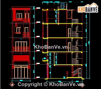 Nhà 5 tầng kt 4x8  m,nhà 5 tầng phối cảnh,Nhà 5 tầng full thiết kế