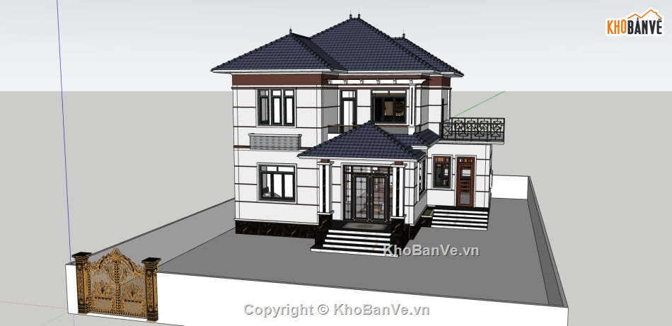 Biệt thự 2 tầng,model su biệt thự 2 tầng,sketchup biệt thự 2 tầng