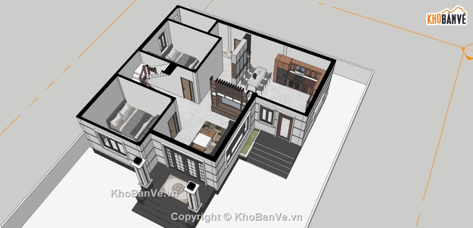 Biệt thự 2 tầng,model su biệt thự 2 tầng,sketchup biệt thự 2 tầng