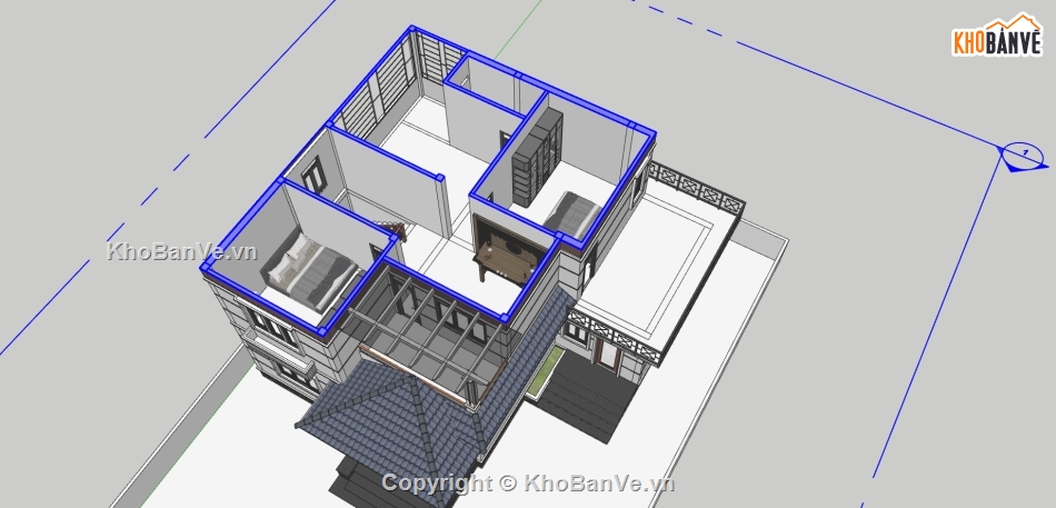 Biệt thự 2 tầng,model su biệt thự 2 tầng,sketchup biệt thự 2 tầng