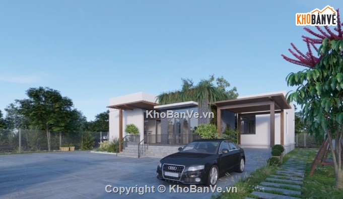 mẫu nhà 1 tầng,nhà 1 tầng đẹp,3dmax nhà 1 tầng