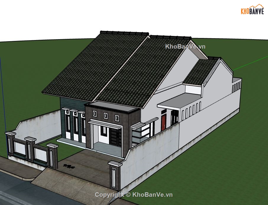 model su nhà 1 tầng,sketchup nhà 1 tầng,nhà 1 tầng su