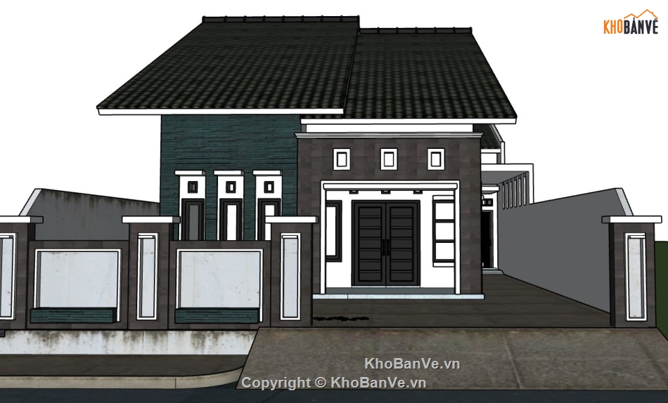 model su nhà 1 tầng,sketchup nhà 1 tầng,nhà 1 tầng su