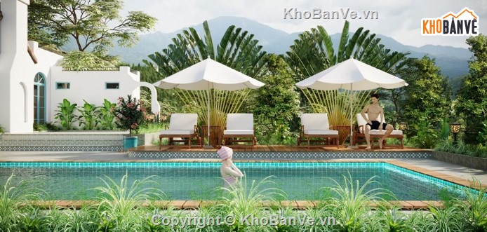 mẫu nhà 1 tầng,file 3dmax nhà vườn,nhà 1 tầng đẹp