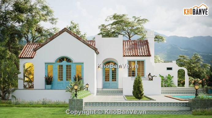 mẫu nhà 1 tầng,file 3dmax nhà vườn,nhà 1 tầng đẹp