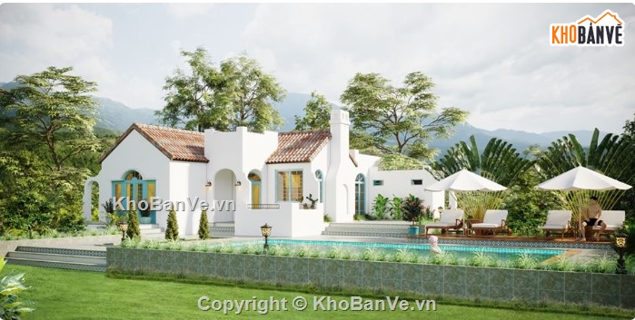 mẫu nhà 1 tầng,file 3dmax nhà vườn,nhà 1 tầng đẹp