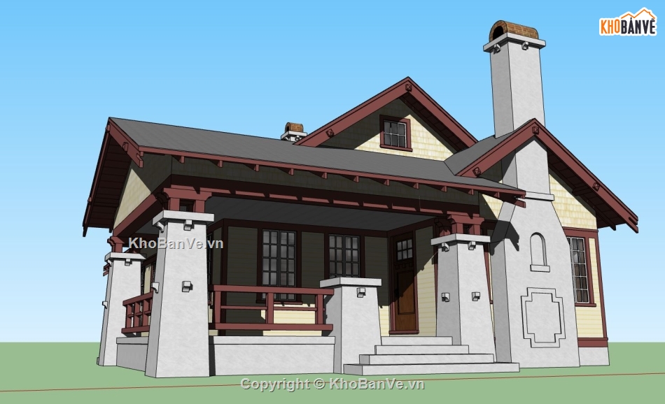 Nhà cấp 4 model su,sketchup nhà cấp 4,file sketchup nhà cấp 4