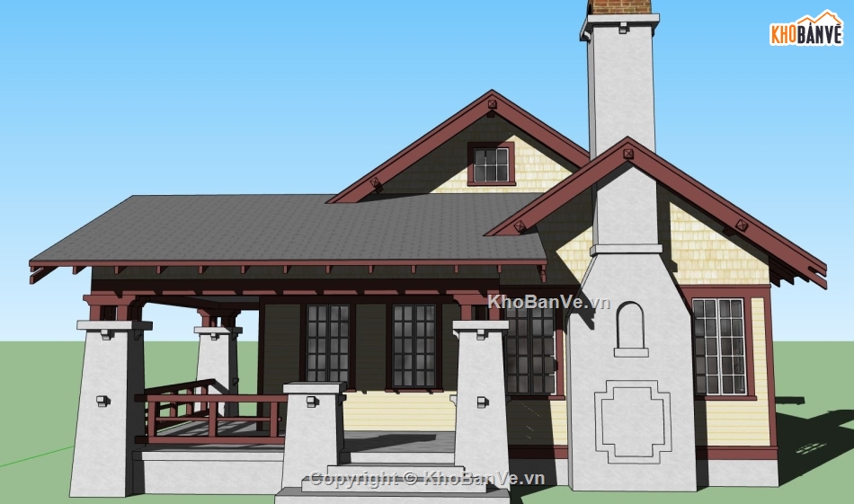 Nhà cấp 4 model su,sketchup nhà cấp 4,file sketchup nhà cấp 4