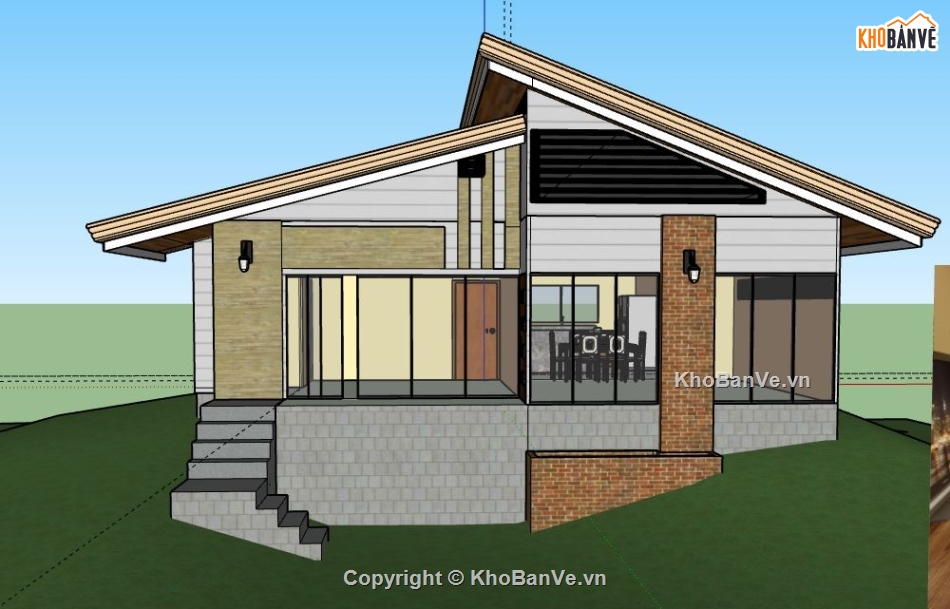 su nhà 1 tầng,file sketchup nhà 1 tầng,model su nhà 1 tầng