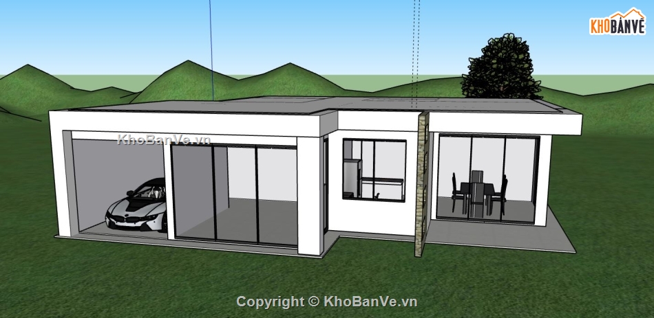 su nhà 1 tầng,sketchup nhà 1 tầng,model su nhà 1 tầng