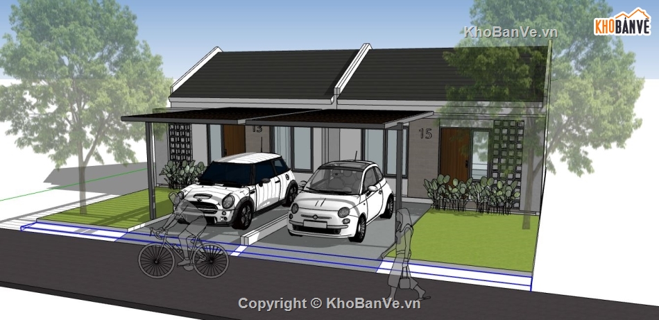 sketchup nhà 1 tầng,su nhà 1 tầng,file sketchup nhà 1 tầng