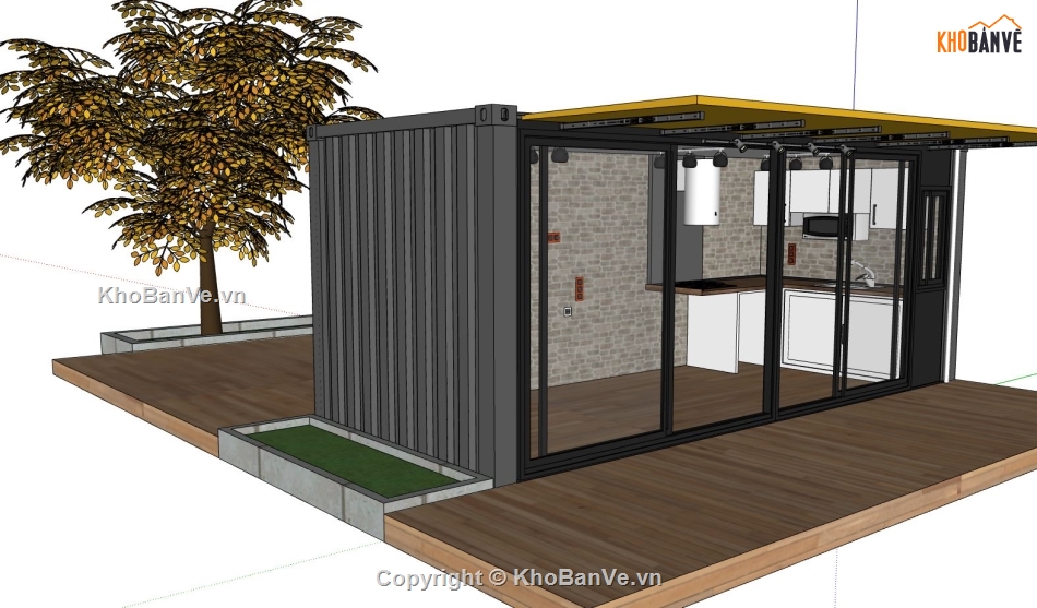 mẫu container,file 3d nhà container,mẫu nhà container,file sketchup nhà container