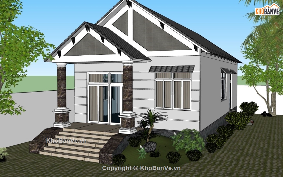 nhà cấp 4,sketchup nhà cấp 4,phối cảnh nhà cấp 4