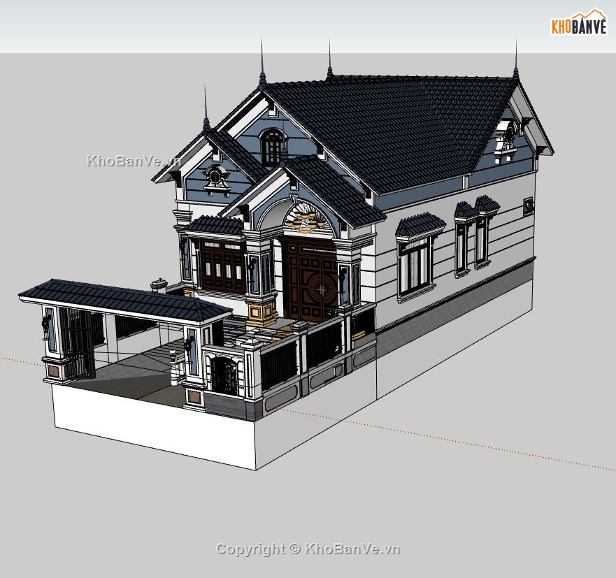 nhà mái thái,mẫu nhà thái đẹp,sketchup nhà mái thái