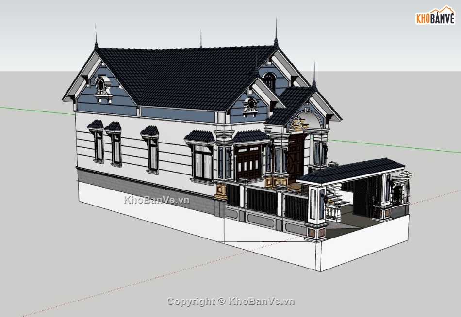 nhà mái thái,mẫu nhà thái đẹp,sketchup nhà mái thái