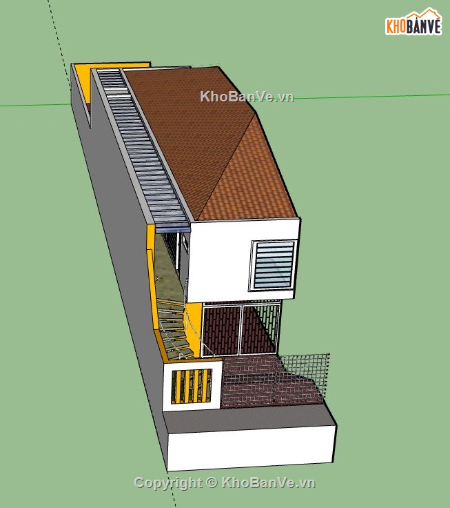 Nhà phố 2 tầng,model su nhà phố 2 tầng,file su nhà phố 2 tầng,nhà phố 2 tầng file su,sketchup nhà phố 2 tầng