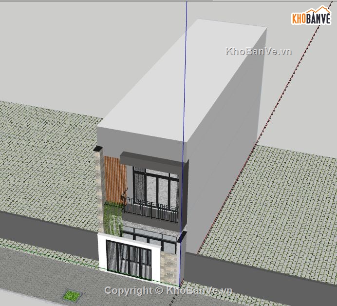 Nhà phố 2 tầng,file su nhà phố 2 tầng,file sketchup nhà phố 2 tầng hiện đại