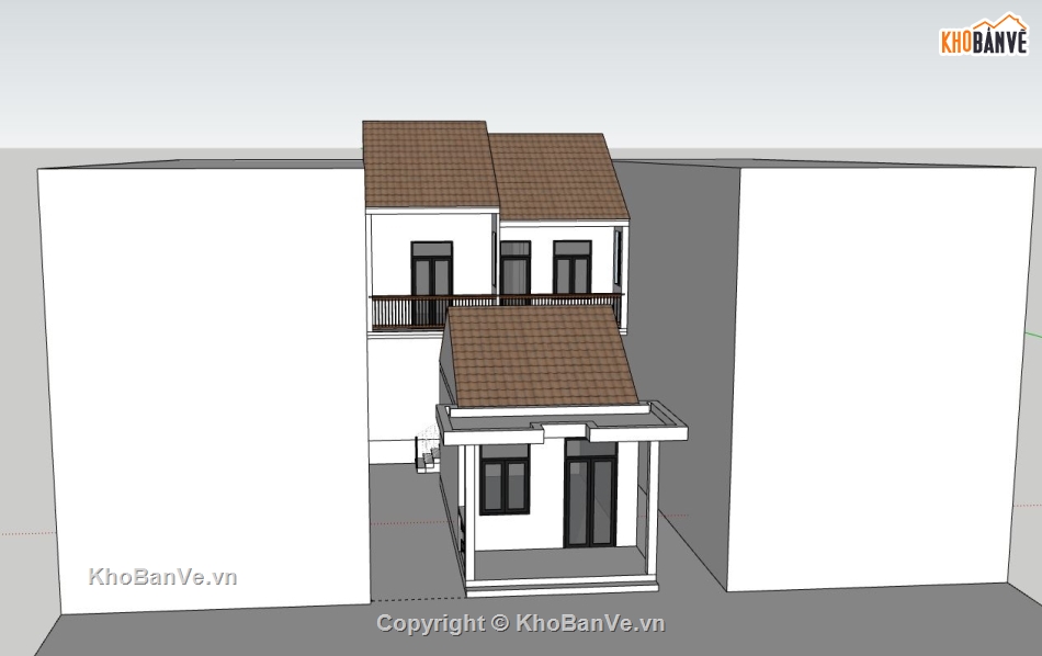 Nhà phố 2 tầng,model su nhà phố 2 tầng,sketchup nhà phố 2 tầng