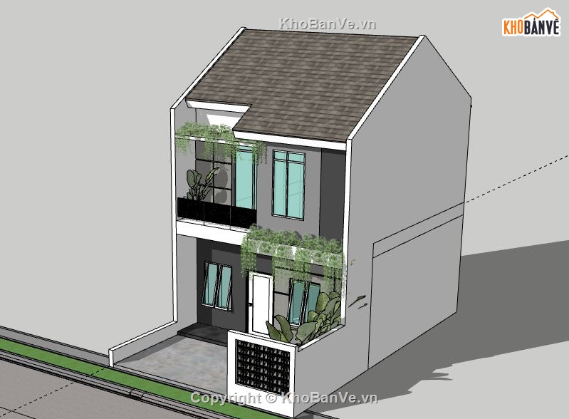 Nhà phố 2 tầng,Model su nhà phố 2 tầng,file su nhà phố 2 tầng,nhà phố 2 tầng sketchup