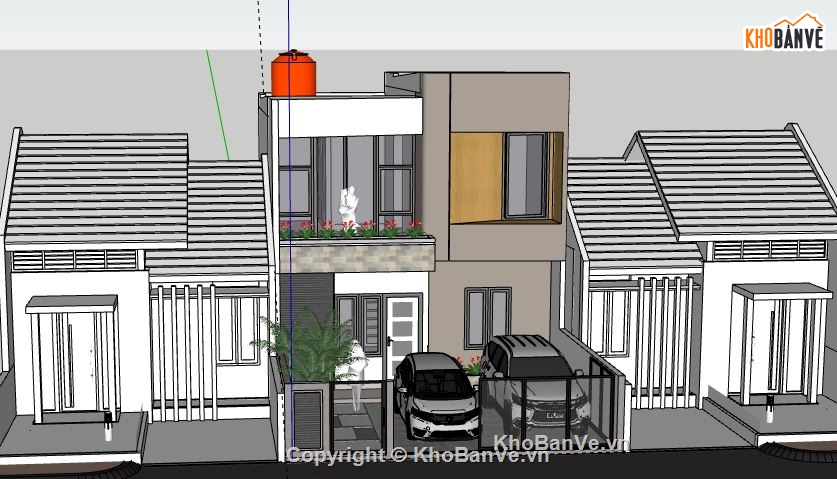 Nhà phố 2 tầng,model su nhà phố 2 tầng,file su nhà phố 2 tầng,file sketchup nhà phố 2 tầng,sketchup nhà phố 2 tầng