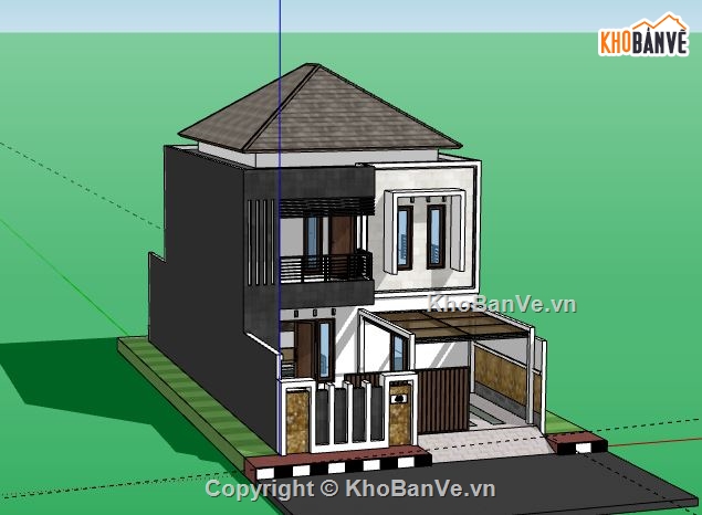 Nhà phố 2 tầng,model su nhà phố 2 tầng,file su nhà phố 2 tầng,nhà phố 2 tầng sketchup,file sketchup nhà phố 2 tầng