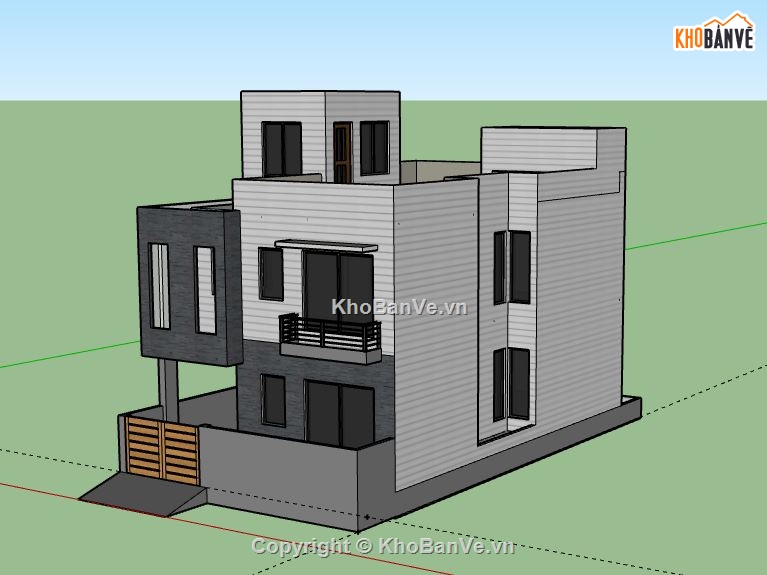 Nhà phố 2 tầng,model su nhà phố 2 tầng,file su nhà phố 2 tầng,sketchup nhà phố 2 tầng